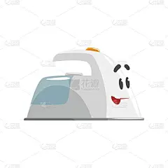 可爱的铁卡通人物，人性化有趣的家电矢量插画