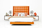 St. Tropez Bed in Hermes Orange Faux Leather