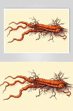 AI数字艺术冬虫夏草中草药药材插画-众图网