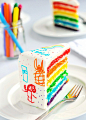 彩虹涂鸦生日蛋糕