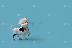 中国的十二生肖年牛或公牛在蓝色的背景。2021年新年庆祝概念。本空间