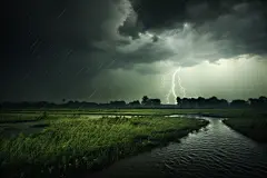 自然下雨雨天雨水暴雨倾盆大雨摄影图图片