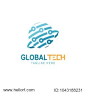 Abstract technology logo template, globe, sphere vector icon