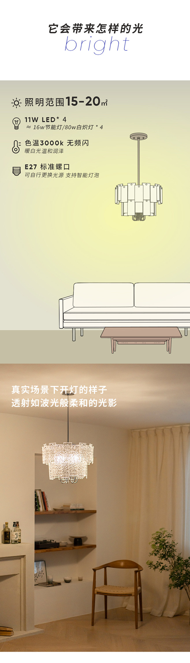 淡光 悬冰吊灯 北欧中古挂片水晶玻璃灯复...