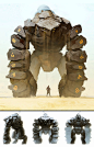 OOOOOOOOO Interesting. Make a robot out of one type of material other than metal.: Rpg Monster, Giant Monster, Concept Art Monster, Monster Rock, Stone Golem, Monsters Creatures