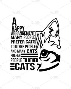 很多人喜欢猫而不是其他人，很多猫喜欢人而不是其他猫。手绘排版海报设计。