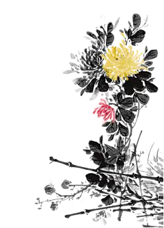 中国古风水墨花手绘水彩植物花卉装饰 免抠png透明图片背景ps素材 (5)