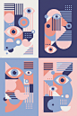 Play With Four Egos : "Play With Your Egos" — pattern illustration (backside design) for the special edition of Playing Arts. Additional graphic posters, letter design and color variations.