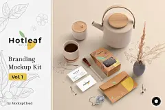 Hotleaf - Teahouse Branding Mockups Vol.1⎪13套新中式茶叶包装袋名片信封