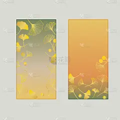 Ginkgo leaves and autumn gradient background banne