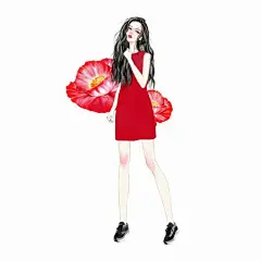 时尚优雅的美少女手绘人物插画图片-itotii首页