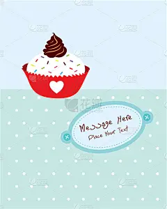 美味的纸杯蛋糕松饼快乐生日贺卡向量