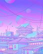 插画丨迷幻的粉紫色城市图鉴，把单调城市变成少女的梦境 : 60万插画师共同关注→插画与品牌设计