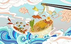 国潮风原创食物螺蛳粉插画素材下载(国潮美食插画) - 觅知网