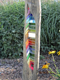 driftwood and stained glass garden sculpture by Louise Durham: