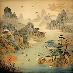 山水古诗词国画宋代风格海报-图巨人