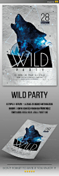 Wild Party Flyer 创意狼头国外海报模板素材源文件-淘宝网