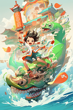 创艺世界采集到Ai数字插画 夏日水上乐园沙滩音乐节儿童海洋公园元素插画素材