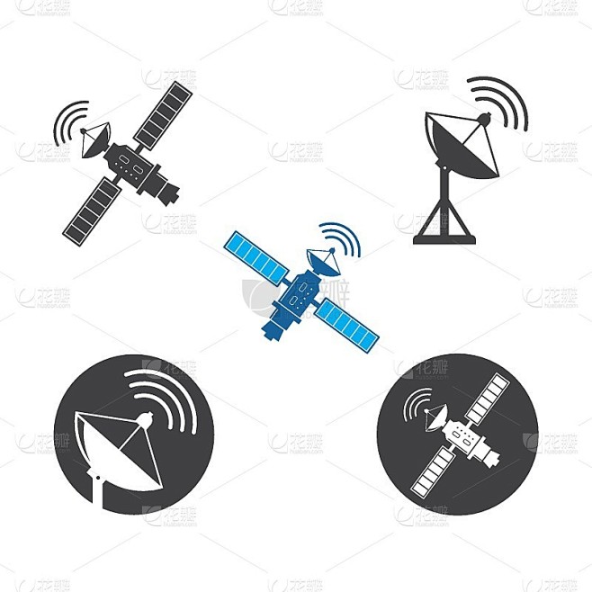 卫星矢量图标插图设计 