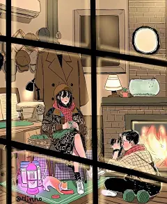 当插画师秀起恩爱来，全世界都是狗粮！单身狗羡慕到流泪…… : 来源：美术之家网 转载请联系原作者 Myeong-Minho 用细腻的故事勾画出自己 从寂寞单身到拥有爱情的每个瞬间 结果，在ins平台狂吸粉12W粉 在诺大的城市里奋斗 租一间小的屋子 狭小，却收拾得很整洁 翻看着消息列表 发