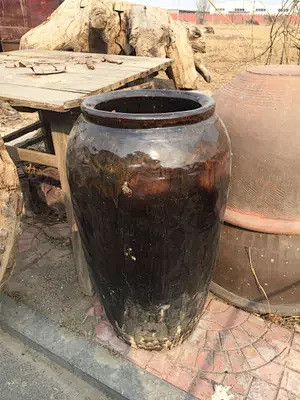 民俗民间老物件彩釉纹理老陶罐农家储藏用坛子咸菜缸大瓦罐老酒坛淘宝