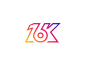 16K粉丝！ 庆祝快乐初始数字字体处理排版字体成就里程碑遵循以下instagram追随者16 k会标品牌品牌标识标识