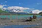 湖,冰河,山脉,天空,水平画幅,雪,无人,夏天,肯奈半岛,户外