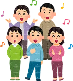 由各个年龄段的男女组成的合唱团（合唱团）的插图，他们穿着休闲服装，快乐地唱歌插画 免扣 素材 手绘 png