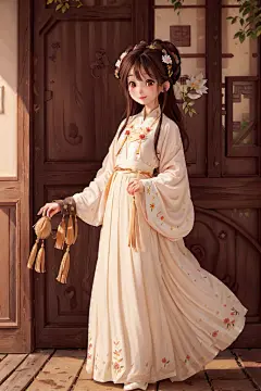可爱素雅中国风汉服女生人物插画