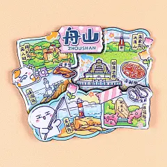 文创冰箱贴城市旅游纪念品镇江福州开封舟山千岛湖木质磁性贴-tmall.com天猫