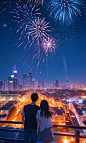 一起看万家灯火 烟花 焰火 现代 都市 素锦 言情 网文封面素材