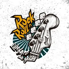 手绘岩石电影节海报。摇滚音乐符号. 