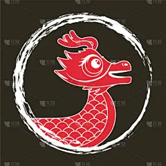 红色,幻想,动物,圆形,龙,黑色,边框,亚洲,问候