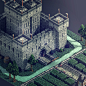 Medieval town - Voxel art : Concept Art commission I did for a studio making a new video game. 