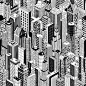 卡通黑白城市建筑设计矢量素材 - 素材中国16素材网