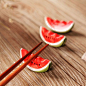 创意水果西瓜手捏陶瓷筷子架筷架