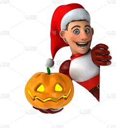 有趣的超级圣诞老人- 3D插图