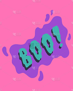 万圣节快乐海报或贺卡，并画了Boo字母
