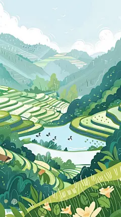 简约农田梯田素材图背景