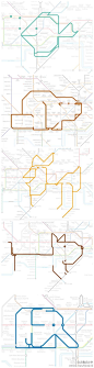 地铁路线图中的“动物们”。