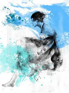 台湾女插画师 Jungshan（Rola Chang）的水墨风格插画。她平日是一位技术公司的职员，擅长水墨风格插画，她通常直接使用水墨绘画，然后再进行电脑后期修饰。
