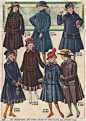 20世纪初的女孩服饰商品设计插图 ​​​​