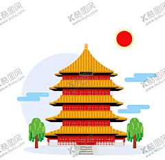 武汉黄鹤楼扁平风素材 【酷图网】卡通插画,手绘设计,武汉,黄鹤楼,扁平风素材