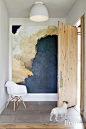 Contemporary White Entry with Oversized Art: