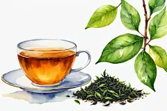 温馨手绘清新怡人茶叶图片插画