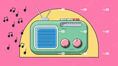 收音机 插画师 技术 音乐 电子产品 画画 老的 插图 扬声器