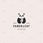 panda leaf logo retro vintage hipster icon