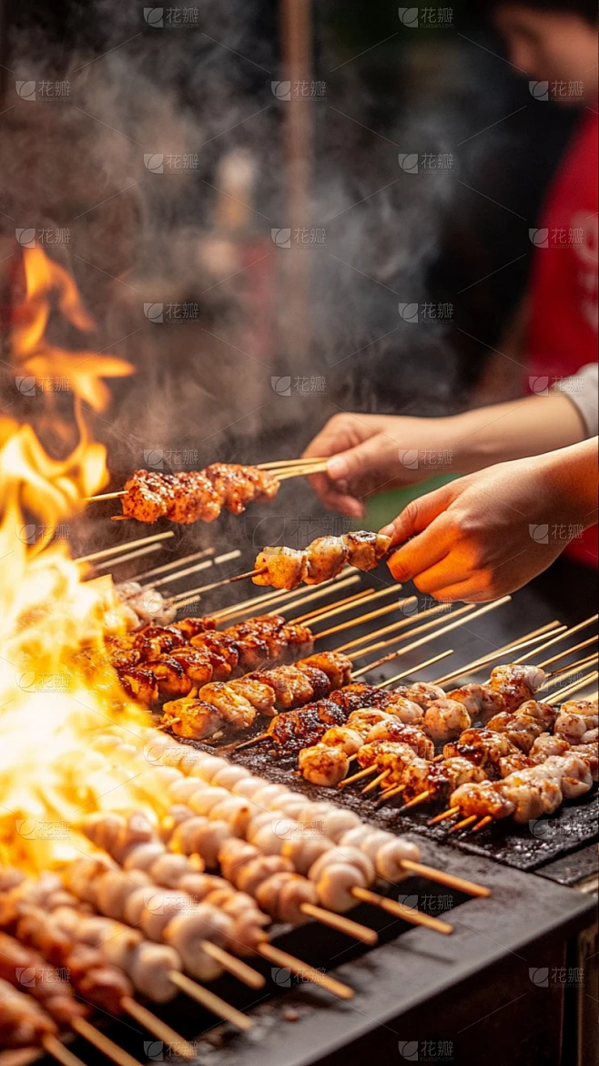 美食写实手拿烤串烧烤火烤