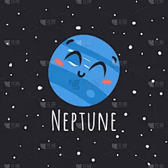 手绘幼稚插图气体巨星在宇宙。矢量绘制行星在空间。卡通太阳系物体海王星