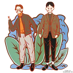 手绘时尚青年购物节文艺复古风插画 PNG搜索 男性,嫩蓝,青年,手绘清新植物,休闲风,英伦风,装饰图案